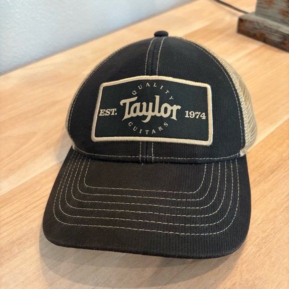 Authentic TAYLOR GUITARS Black Tan Trucker Mesh Men's Adjustable Hat - Picture 1 of 7
